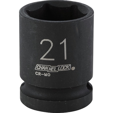 Channellock 1/2 In. Drive 21 mm 6-Point Shallow Metric Impact Socket 315559